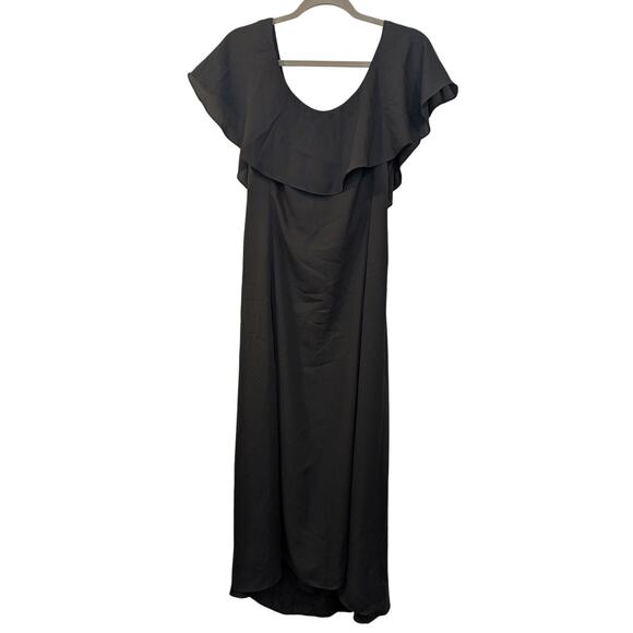 THEORY Women's Size 4 Scoop Ruffle Midi Dress Style M0305609 in Black $375 - Picture 2 of 7